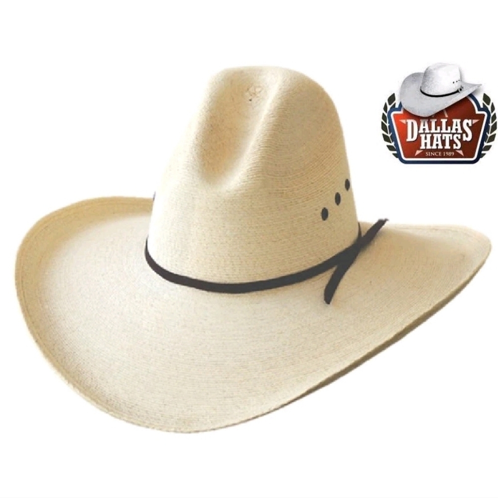 DALLAS HATS Men's Cream Cowboy Hat with Brown Band - Picture 2 of 13